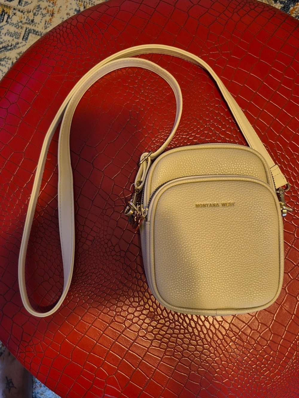 Montana West Cream Crossbody Mini Organizer with Gold Hardware